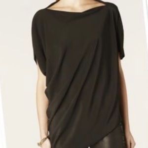 Kahki Silk Pia Asymmetrical Top